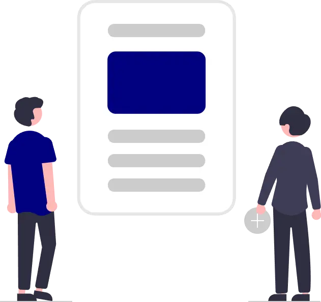 Dibujo vectorial de dos personas mirando un informe