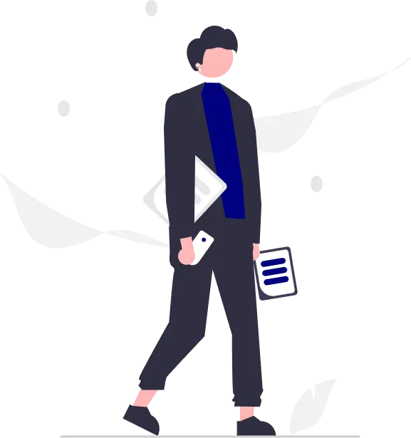 Dibujo vectorial de un hombre trajeado con papeles