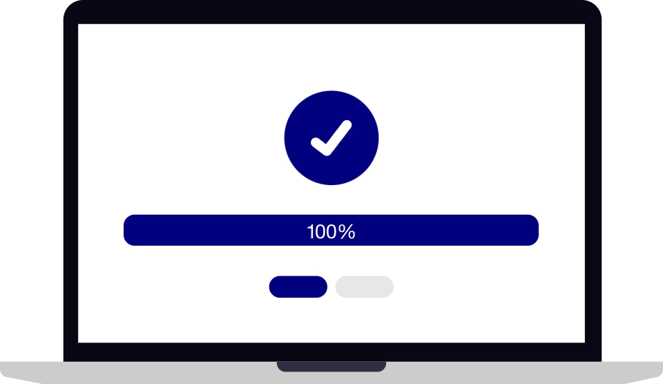Dibujo vectorial de un proceso completado al 100%
